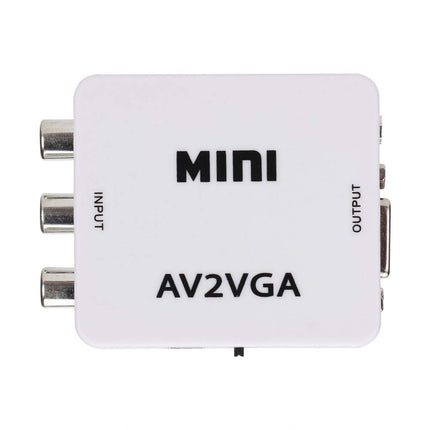 Mavis Laven Mini arvutiadapter VGA–AV RCA HDMI 480P komposiit AV–VGA teler digiboksi heli-teleri videomuundur arvutis (valge)
