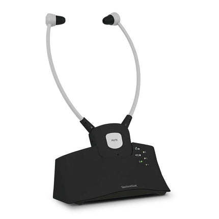 TechniSat STEREOMAN ISI 3 - juhtmevabad stereo kõrvaklapid telerite ja muusikasüsteemide jaoks dokkimisjaamaga, mustad