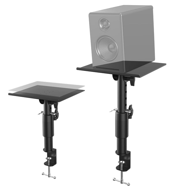 Speaker stand, monitor speaker stand with desk clamp, height and tilt adjustable, speaker stand load capacity up to 30 kg, black