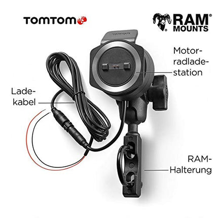 TomTom Motorcycle Navi Rider 500, 4,3-tolline ekraan, spetsiaalselt mootorratastele mõeldud käänulised ja mägised marsruudid, liiklusummikute vältimine tänu TomTom Trafficule, Euroopa kaardiuuendused, mootorrattahoidik + kaitsev kandekott