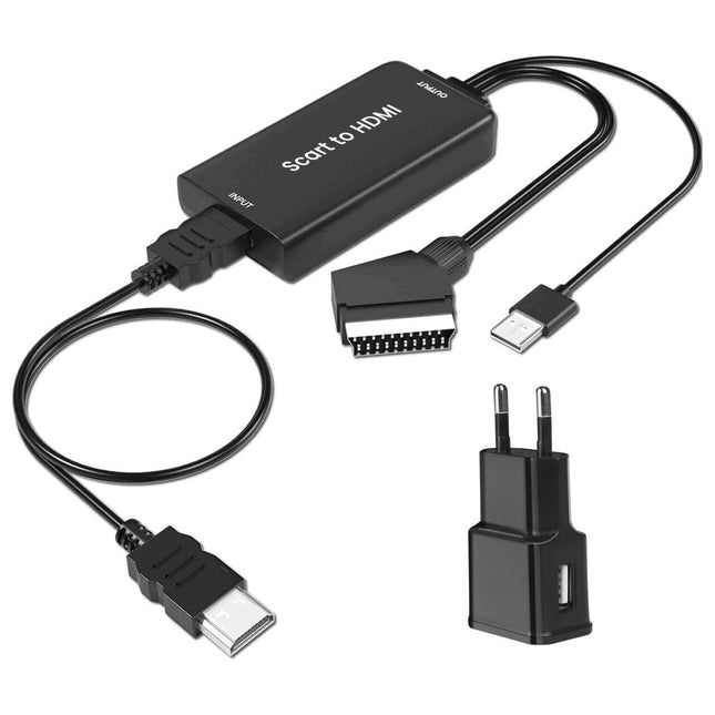 AMANKA SCART-HDMI kaablimuundur, adapter ja SCART-kaabel Full HD 1080P video- ja helimuundur HDTV, STB, VHS, Xbox, PS3, Sky, DVD, Blu-ray jne jaoks.