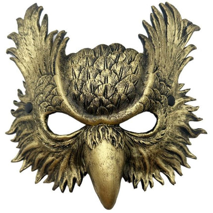 MIMIKRY half mask spooky owl evil eagle owl bird masked ball owl mask Commedia dell'arte Halloween, color: gold