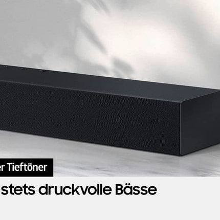 Samsung HW-C410G 2.0-kanaliga C-kõlaririba, integreeritud subwoofer, ruumilise heli laiendamine, Dolby Digital 2.0, DTS 2.0, Bluetooth ja NFC, üks kaugjuhtimispult [2023]
