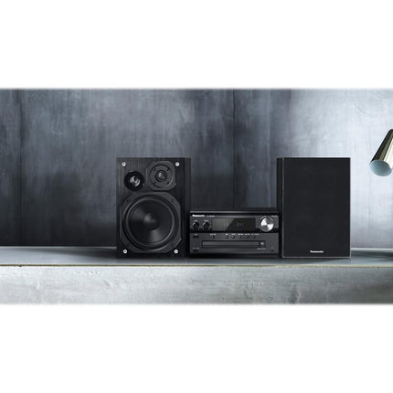 Panasonic SC-PMX90 mikrosüsteem bambuskõlaritega (Hi-Fi, kodune heli, 14 cm bassikõlar, 1,9 cm siidist kupliga kõrgsageduskõlar, 1,5 cm pieso-kõrgsageduskõlar, Bluetooth, kahekordne USB, FM-raadio, AUX 3,5 mm) - must