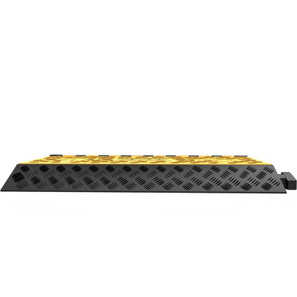 Happybuy kanali kaablikaitse, 3-kanaliline kaitsev tross, kaldtee, kaablisideme kaitse, painduv kaablisild, kummist must ja kollane, nähtav kanal: 5,1 x 5,8 cm, 3-kanaliline
