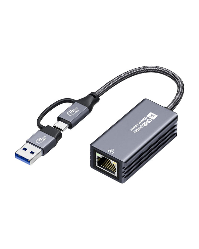 OHBUYAGN USB 5G LAN Adapter Ethernet Adapter USB 3.2 Gen 2 to RJ45 5000Mbps Gigabit Network Adapter on Aluminum Compatible with Laptop, PC under Windows 11/10/8, macOS etc