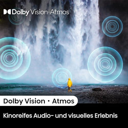 Hisense 65E7NQ 164 cm (65-tolline) televiisor, 4K UHD, QLED, HDR10, HDR10+ dekodeerimine, HLG, Dolby Vision Atmos, 60Hz paneel, sujuv liikumine, Bluetooth, sisseehitatud Alexa, VIDAA Voice, must [2024]