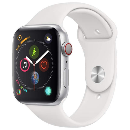 Apple Watch Series 4 44mm (GPS + Cellular) - Silver Aluminum Case with White Sport Band (Refurbished)