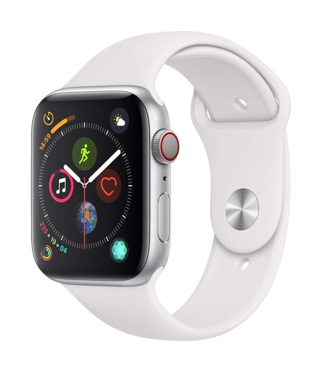 Apple Watch Series 4 44mm (GPS + Cellular) - Silver Aluminum Case with White Sport Band (Refurbished)