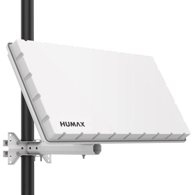 HUMAX Flat H39D4 SAT lameantenn, lame satelliitantenn 4 kasutajale, neljakordse LNB-ga - lame SAT-antenn koos seina- või mastiklambriga, võrreldav 60 cm SAT-antenniga, valge