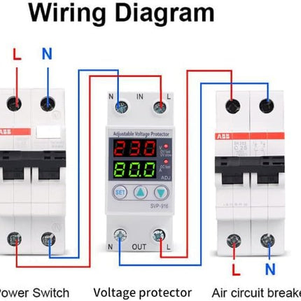 Ailao Surge Protector 63A Adjustable Voltage Protector Intelligent Single Phase Adjustable Overvoltage Undervoltage Current Protector for Household Appliances Home Protection 230V.