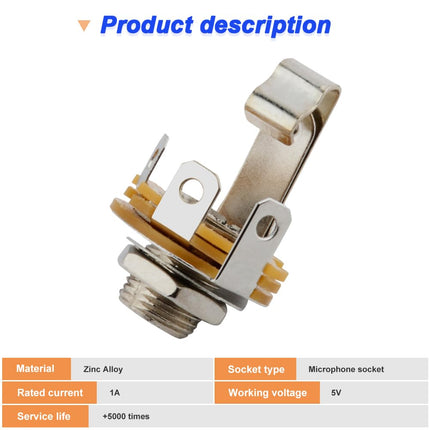 Xiatiaosann 6.35 mm Microphone TS Jack, Panel Mount Jacks with 6.35 mm High Performance TS Mono Solder Jack Connection (20 Pack)