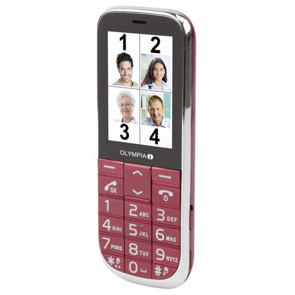 Olympia 2220 Joy II mobiiltelefon seenioridele ilma lepinguta suurte nuppude, valju helina ja kaameraga seenioridele mõeldud mobiiltelefon 2,4-tolline värviline ekraan, mini-SIM laualaadija, punane