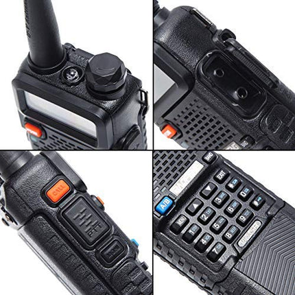 Baofeng BF UV-5R kolmekordne 8/4/1-vatine suure võimsusega pikamaa kahesuunaline raadiosaatja (144MHz-146MHz VHF ja 430MHz-440MHz UHF), kahe sagedusalaga kaasaskantav raadiosaatja 3800mAh akuga (must)