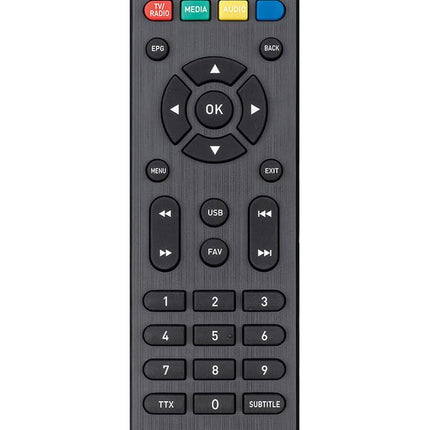 Tele System digitaalne maapealne dekooder TS6815/02 DVB-T2 HEVC 10-bitine HD HDR HLG tehnoloogia AUTOSCAN ja LCN loogilise kanalite järjestuse jaoks Uuendatud EPG Meediapleier Kaugjuhtimispult kaasas