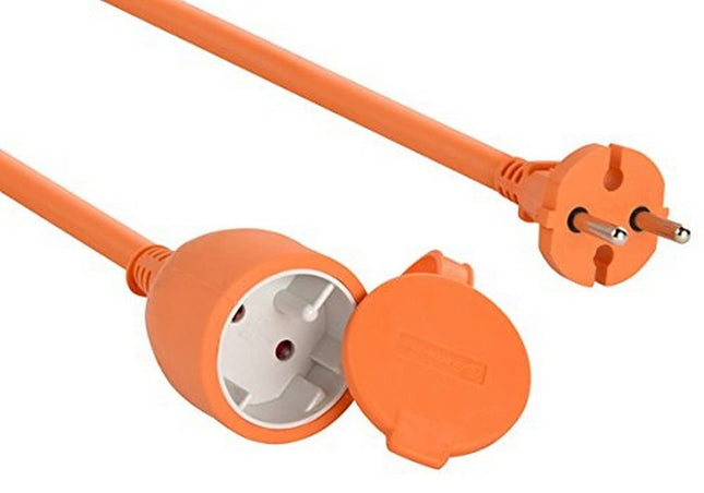 Electraline 04020 aia maanduskontakti pikenduskaabel - 15 m kaabel - valge - plastkaabel - IP20 / pikenduskaabel lapselukuga / Euroopa 2-kontaktiline pistik 16A, oranž, 25