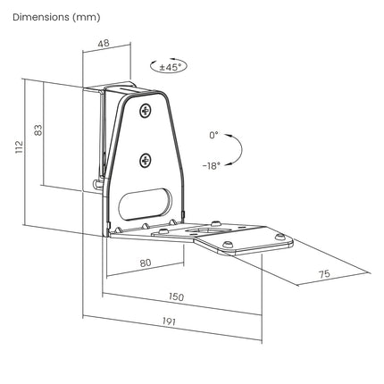 My Wall HS41WL speaker wall mount, tiltable and rotatable, white, 2 pieces.