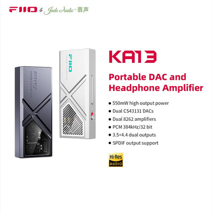 FiiO KA13 kaasaskantav kahe DAC-võimendi 3,5 mm/4,4 mm väljunditega, FIIO KA13, kaasaskantav kahe DAC-võimendi 3,5 mm/4,4 mm väljunditega (must)