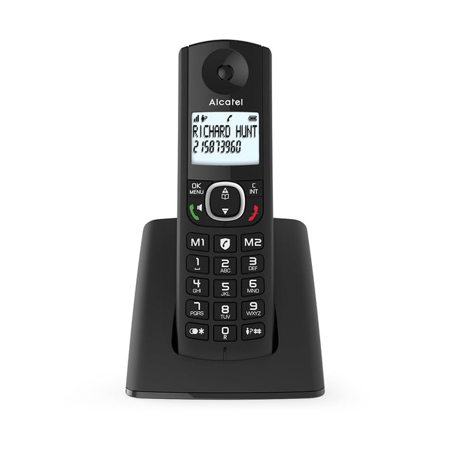 ALCATEL F530 - Juhtmeta DECT lauatelefon - Suur valgustatud ekraan - Käed-vabad funktsioon - Kõnede blokeerimine - 2 otsevalimisklahvi - Must