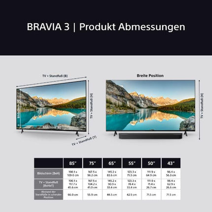 Sony BRAVIA 3 - 65-tolline Direct LED-teler (K65S32), X-Balanced kõlar, Dolby Vision/Atmos, IMAX Enhanced, Google TV (2025), Google Cast, Apple AirPlay 2, Eco Dashboard 2, mängumenüü 2, nutiteler