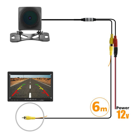 Hodozzy auto tahavaatekaamera, HD IP68 veekindel öönägemisega auto tahavaatekaamera, 6M RCA videokaabel, 1280 * 720P pikslit, lainurk, 12V