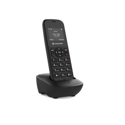 COCOMM DT100 juhtmeta telefon 4G Volte SIM-kaardi ja laadimisalusega, DECT-vorming, Bluetooth, koduseks kasutamiseks, professionaalseks kasutamiseks, hõlpsasti kasutatav, must