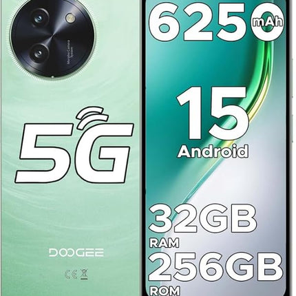 DOOGEE Note 59 Pro 5G nutitelefon lukustamata Android 15, 32 GB RAM + 256 GB ROM/2 TB TF, 6250 mAh aku, 120 Hz ekraan + 6,75-tolline HD, 16 MP tehisintellektiga kaamera, 4K video/NFC/kaks SIM-kaarti/Face ID/Widevine L1