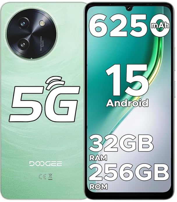 DOOGEE Note 59 Pro 5G nutitelefon lukustamata Android 15, 32 GB RAM + 256 GB ROM/2 TB TF, 6250 mAh aku, 120 Hz ekraan + 6,75-tolline HD, 16 MP tehisintellektiga kaamera, 4K video/NFC/kaks SIM-kaarti/Face ID/Widevine L1