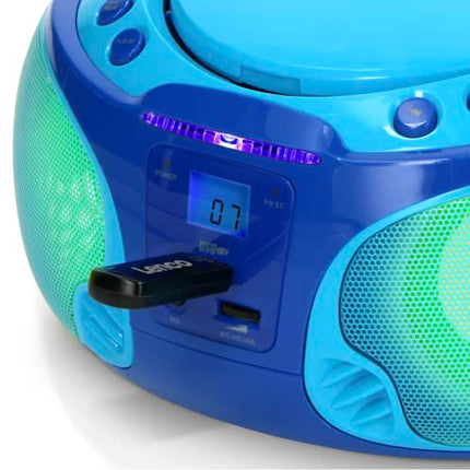 Lenco SCD-650 - kaasaskantav CD-raadio - laste boombox - USB ja mikrofon - 6-vatine boombox - USB taasesitus - AUX - FM-raadio - sinine
