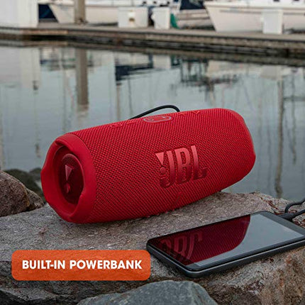 JBL Charge 5 Bluetooth speaker in black – Waterproof, portable boombox with integrated power bank – One battery charge for up to 20 hours of wireless music enjoyment