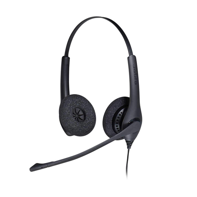 Jabra Biz 1500 kiirühendusega kõrvapealsed stereopeakomplektid - juhtmega kõrvaklapid mürasummutava mikrofoni ja helitugevuse kaitsega lauatelefonidele, must