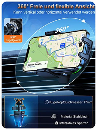 Auckly 15W autotelefoni hoidik laadimisfunktsiooniga, [270° automaatne kinnitus], Qi induktiivne laadimisjaam auto juhtmevaba laadija, autolaadija iPhone 12 13 14 15 16 seeriale ja Samsungile, kiirlaadimine
