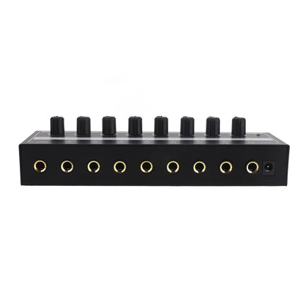 Focket 8-kanaliline stereo kõrvaklapivõimendi, kaasaskantav mini kõrvaklappide jaotur, 3,5 mm TRS 12 V stereovõimendi heli mikseriks, referentsmonitooringuks, isiklikuks kuulamiseks