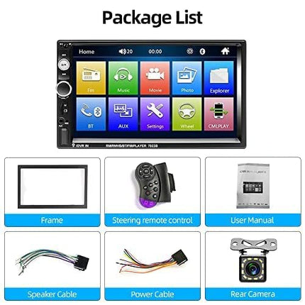Podofo 2 DIN 7-tolline autoraadio koos Mirror Linkiga iOS/Androidi jaoks, Bluetooth puutetundliku ekraaniga raadio, FM/USB/roolil juhtimine/AUX-IN+tagurduskaamera