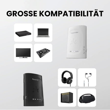 Avantree Audiplex - juhtmevaba heli saatja ja mitme vastuvõtja komplekt pika ulatuse ja madala latentsusega, projektorid, PA-süsteemid, palvemajad, saadab heli 100 kõrvaklapi/kõlarisse