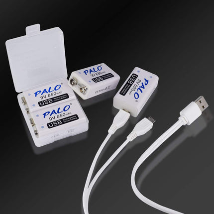 CITYORK 9V Rechargeable Battery, 9V Block Batteries 650mAh Li-Ion with USB Fast Charging Cable for Keyboard, Microphone, Smoke Detector - 4 Pack