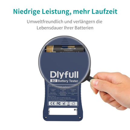 Dlyfull LCD universaalne akutester AA AAA CD 9V digitaalne testseade CR123A CR2 CRV3 2CR5 CRP2 akutester 1,5 V ja 3 V nööppatareidele, sinine