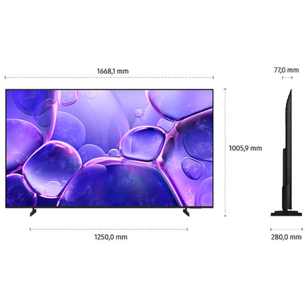 Samsung Crystal UHD U8079F 4K 75-tolline (189 cm) LED-teler, Crystal Processor 4K, MetalStream disain, SmartThings, tehisintellekti ülesskaleerimine, mängukeskus, Knox Security, tasuta sisu, nutiteler (2025)