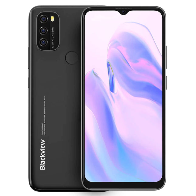 Blackview A70P Android 11 nutitelefon, 6,5" HD+, 8,3 mm õhuke ja kerge, 5380mAh aku, 13MP + 5MP, kahe SIM-kaardiga 4G mobiiltelefon, näotuvastus ja sõrmejäljelugeja, GPS, must