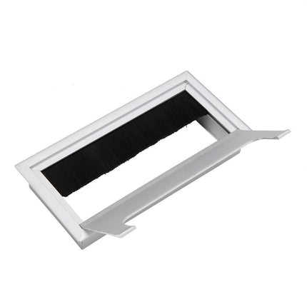 Computer Desk Cable Grommet, Square, Aluminum Alloy, Cable Grommet Insert, Top Opening, Organizer, for Offices, Entertainment Areas, Workstations, Silver