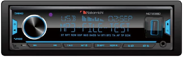 Nakamichi NQ723BD 1 DIN autoraadio, Bluetoothi, USB, AUX-sisendiga, tuuneriga, FM-raadio ja stereo, eemaldatava esipaneeliga