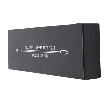 HDMI jaotur 2 sisendit, 4 väljundit, 4K HD lüliti puldiga, 3840 x 2160 kõrge resolutsiooniga, sülearvutitele, mängukonsoolidele, monitoridele, teleritele ja projektoritele (EL pistik)