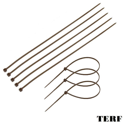 TERF® kaablisidemed, 300 mm x 4,8 mm, kvaliteetne nailon, turvaline isesulguv mehhanism, plastkaablisidemed koju, kontorisse, aeda, garaaži, töökotta, isetegemiseks, mitmeotstarbelised, pruunid, 100 tk pakis