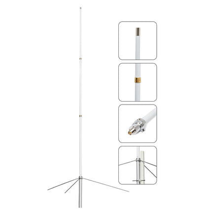 UAYESOK Dual Band VHF UHF 137-174/400-470MHz Fiber Optic Mobile Antenna - GSMR SO239 UHF Female 2.2m (6.6ft) High Gain Outdoor 5.5/8.5DBi Base Station Antenna for Ham Radio Transceivers