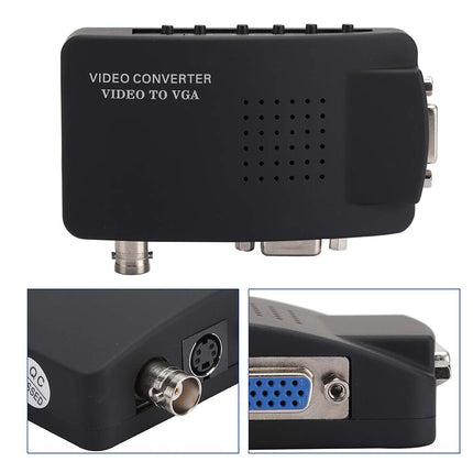 PUSOKEI BNC-HDMI ja VGA videomuundur arvutile ja arvutile, EU pistik, S-Video HD muunduri adapter, ühenda ja mängi