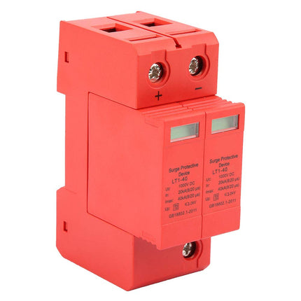 Oumefar DC 1000V 20 40KA 2 Pole Surge Protector Din Rail Low Voltage Protective Device Flame Retardant Protective Device for Lightning Protection