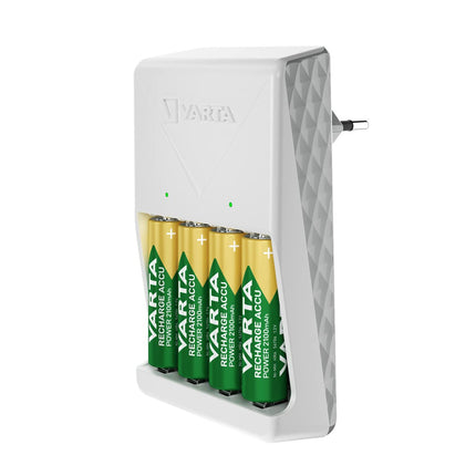 VARTA akulaadija, sh 4x AA 2100mAh, akulaadija laetavatele akudele, laeb korraga 2 või 4 AA/AAA akut, pistikupesast laadija, valge