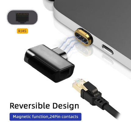 Cablecc magnetiline nurga all olev USB-C tüüpi C USB 3.1 kuni 1000 Mbps gigabiti Etherneti võrgu LAN-adapter sülearvutile