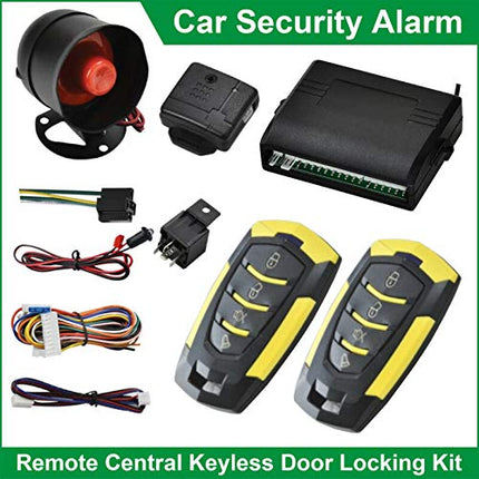 Universal Car Alarm System, Wireless Car Alarm Security System Protection Anti-theft Keyless Entry with 2 Remote Controls Siren