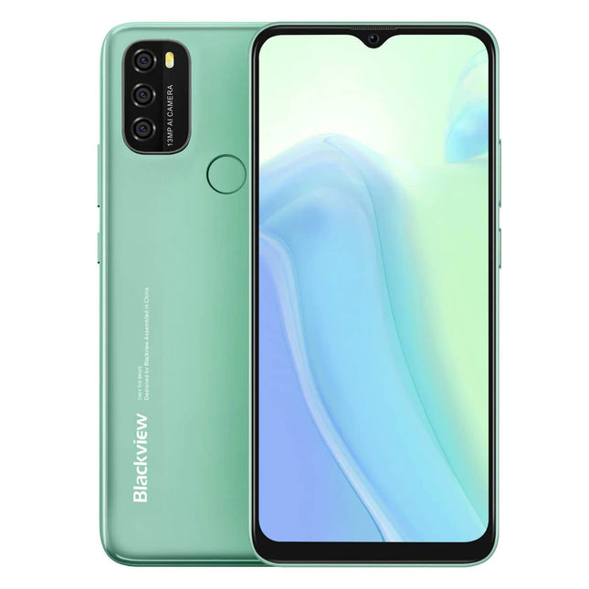 Blackview A70P Android 11 nutitelefon, 6,5" HD+, 8,3 mm õhuke ja kerge, 5380mAh aku, 13MP + 5MP, kahe SIM-kaardiga 4G mobiiltelefon, näotuvastus ja sõrmejäljelugeja, GPS, roheline